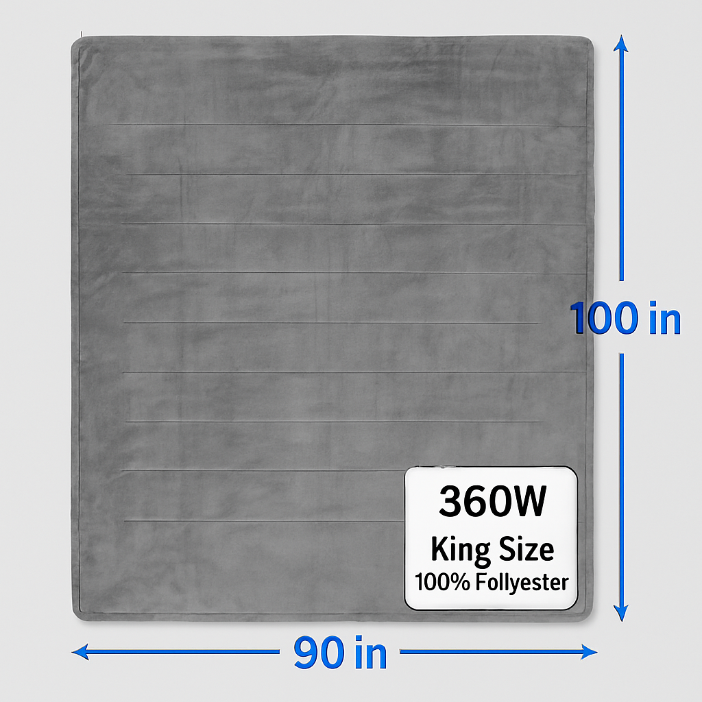 Queen Size Fleece Heated Blanket with Dual Controls