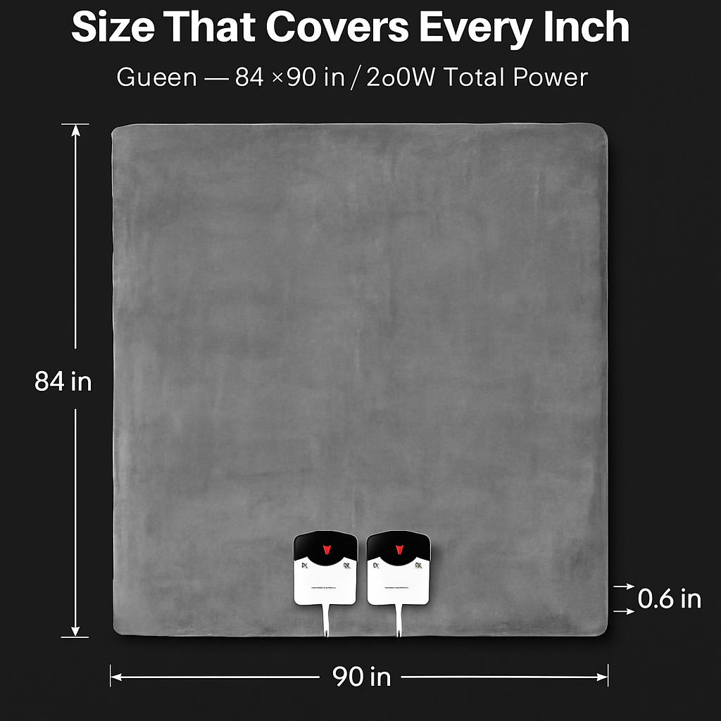 Queen Size Fleece Heated Blanket with Dual Controls