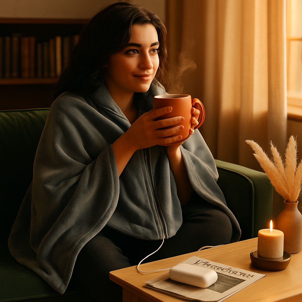 USB Heated Blanket Shawl Wrap with Zipper