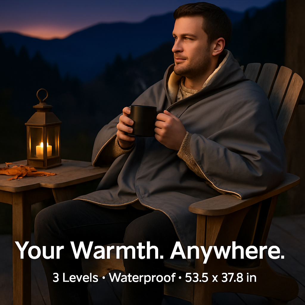 Electric Heated Throw Full Body Heated Shawl Indoor Outdoor Heated Blanket with 3 Heating Levels 2Hrs Auto Off Machine Washable Waterproof 53.5x37.8in