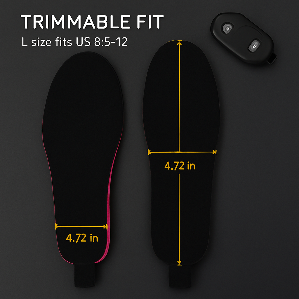 Heated Insoles with Adjustable Temperature for Outdoors