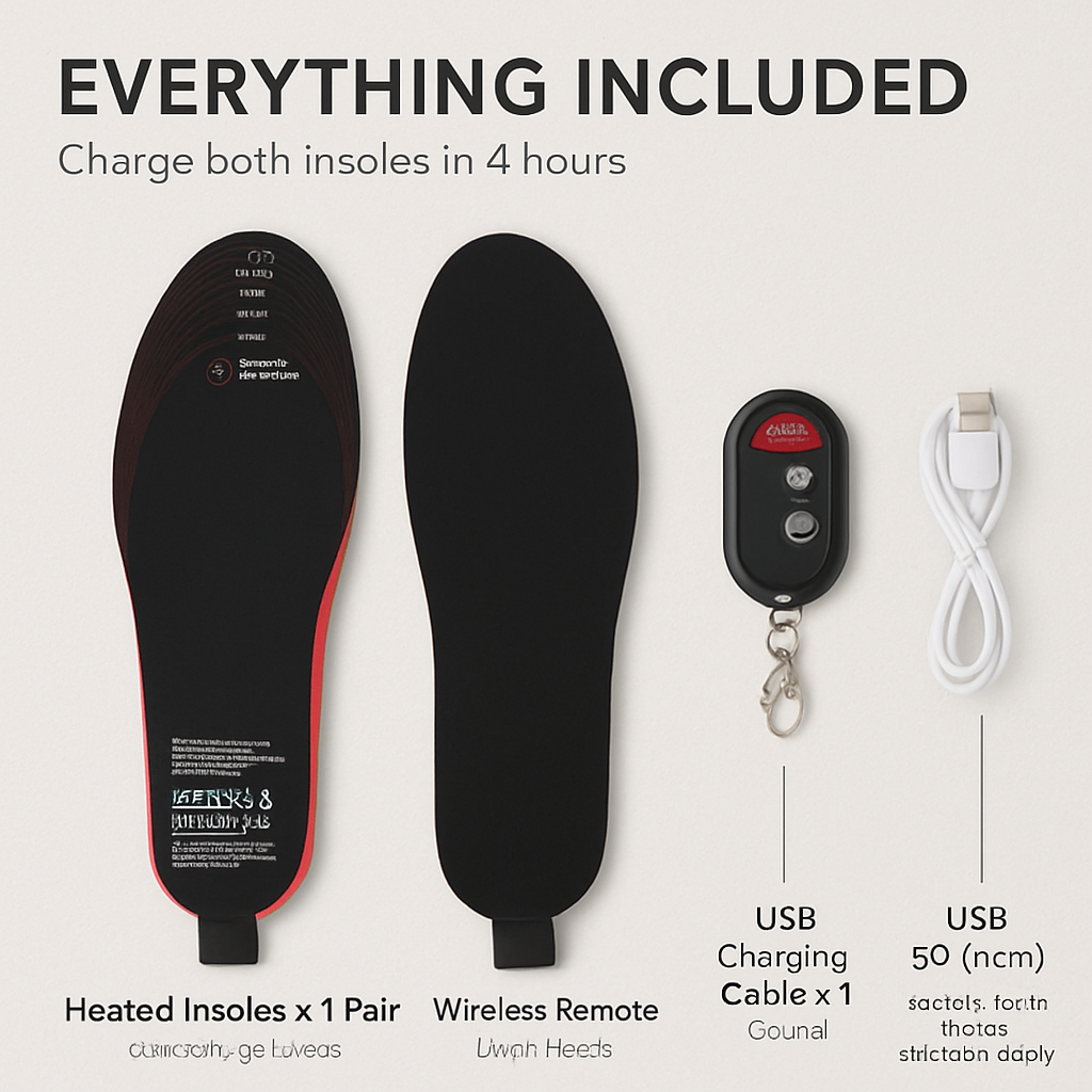Heated Insoles with Adjustable Temperature for Outdoors