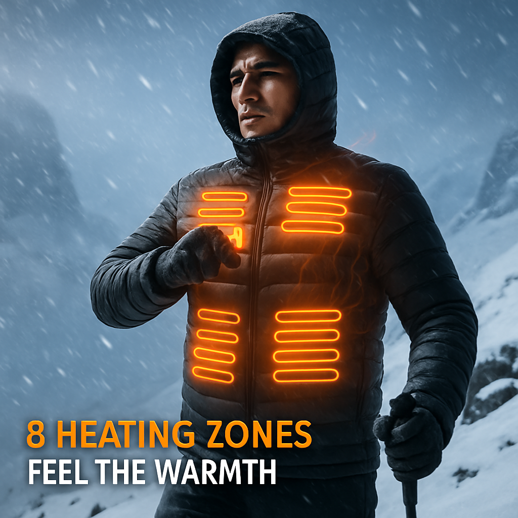 Heated Jacket - Lightweight Hooded Coat for Winter Warmth