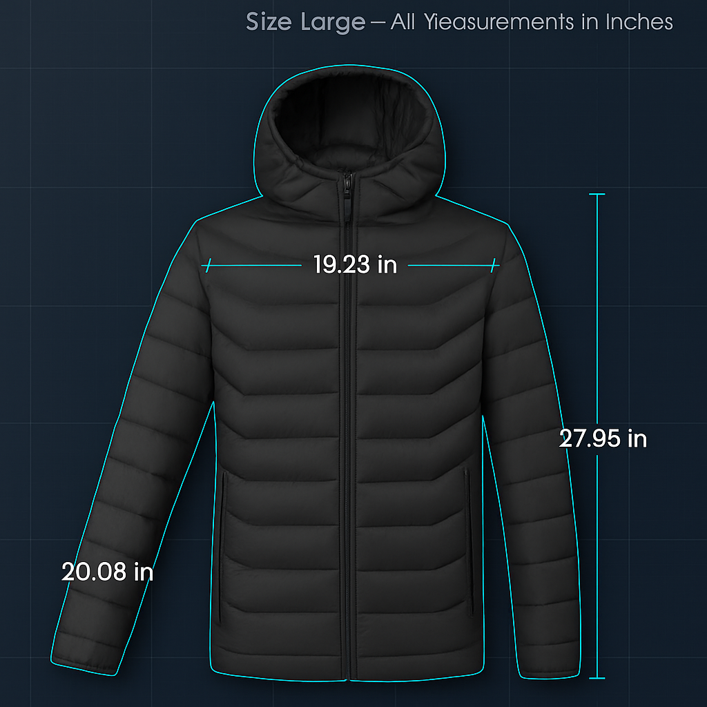 Heated Jacket - Lightweight Hooded Coat for Winter Warmth