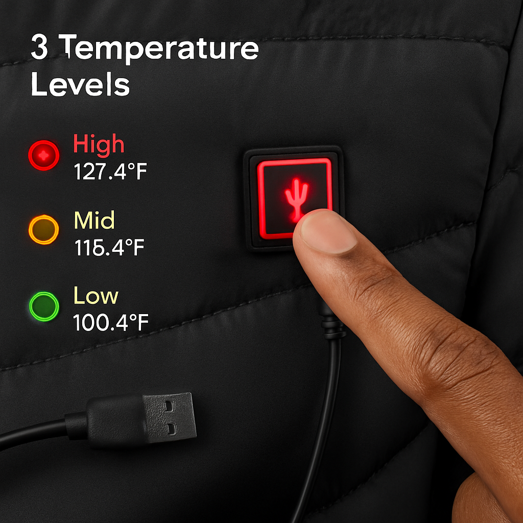 Heated Jacket - Lightweight Hooded Coat for Winter Warmth