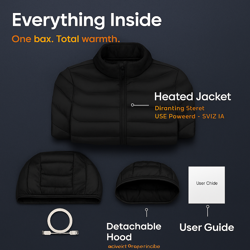 Heated Jacket - Lightweight Hooded Coat for Winter Warmth