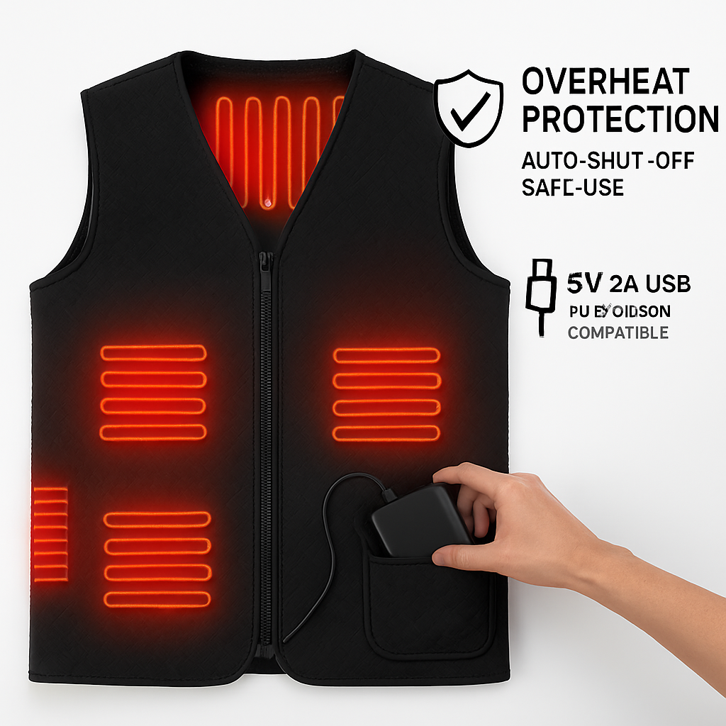 Heat Jacket Vest with 5 Heating Zones for Winter Comfort