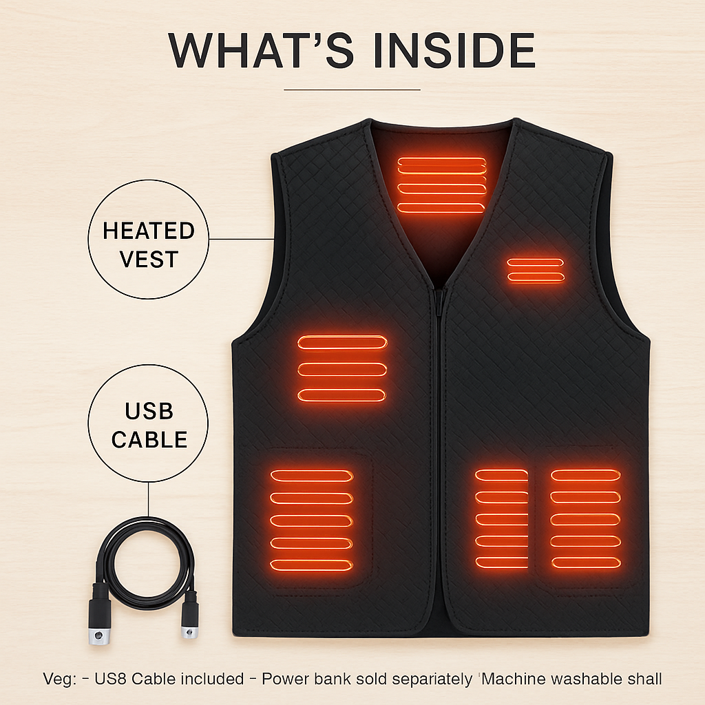 Heat Jacket Vest with 5 Heating Zones for Winter Comfort