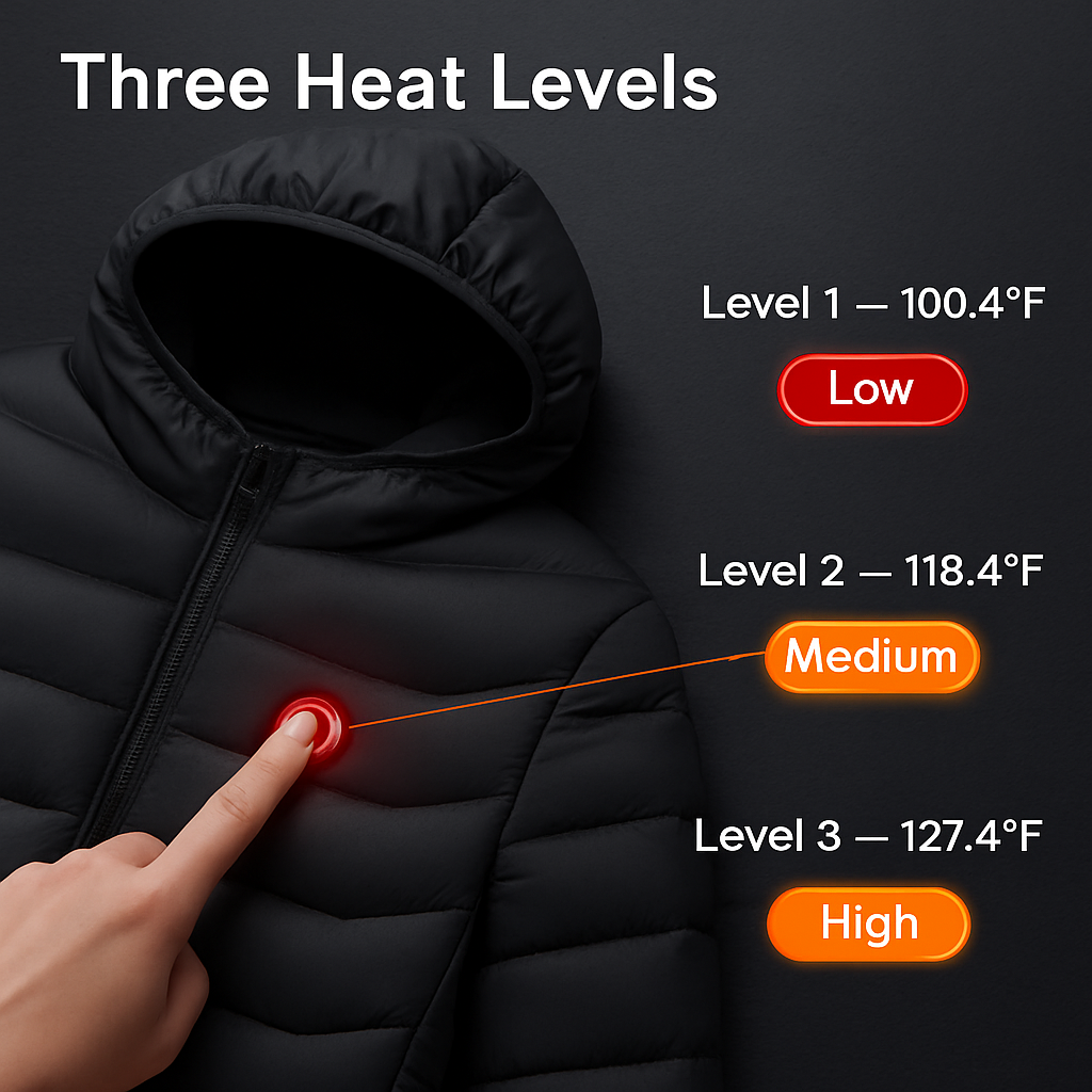 Heated Jacket - Lightweight Hooded Coat for Winter Warmth