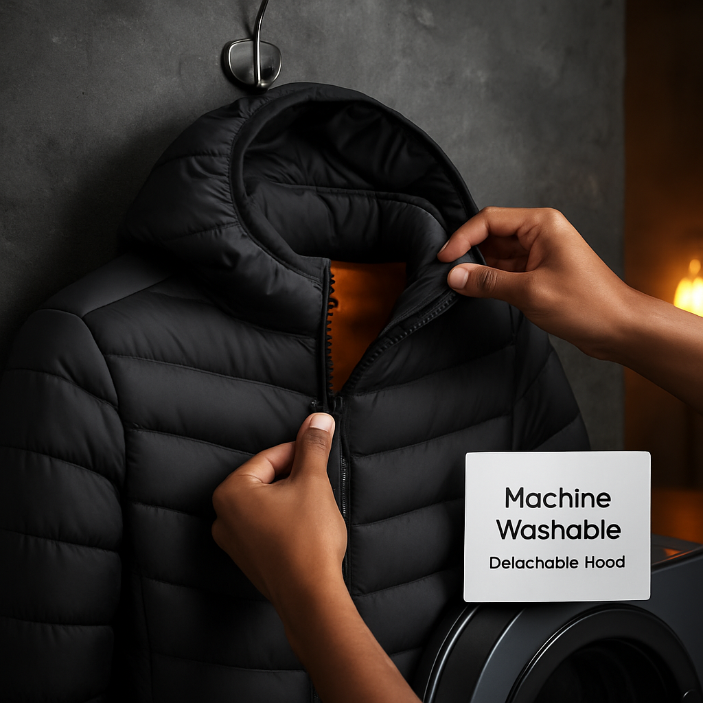 Heated Jacket - Lightweight Hooded Coat for Winter Warmth