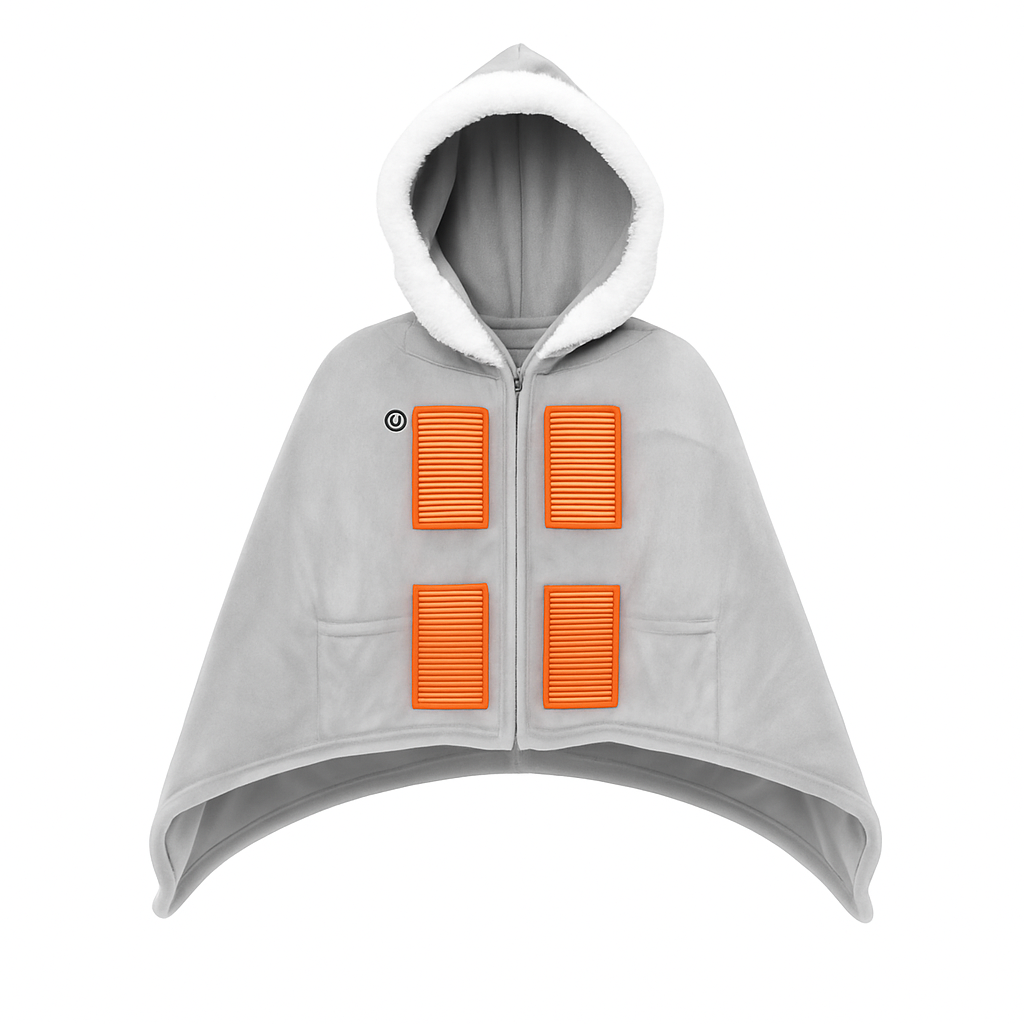 Wearable Heated Throw Blanket Double-Sided Flannel Portable Electric Heating Hoodie For Women Men Machine Washable 3 Heating Levels Battery Operated