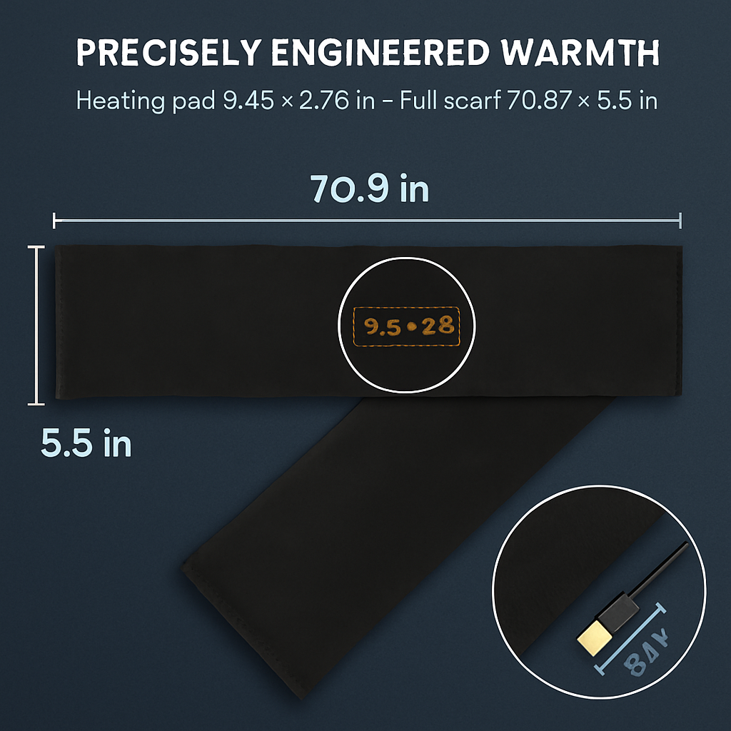 Electric Heated Winter Scarf USB Heating Neck Wrap Unisex Heated Neck Shawl Soft Warm Scarves with 3 Heating Modes for Outdoor Cycling Skiing Skating
