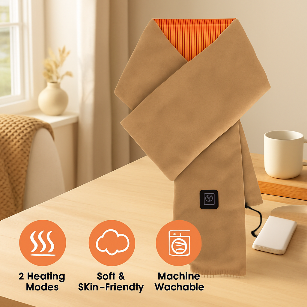 Electric Heated Winter Scarf USB Heating Neck Wrap Unisex Heated Neck Shawl Soft Warm Scarves with 3 Heating Modes for Outdoor Cycling Skiing Skating
