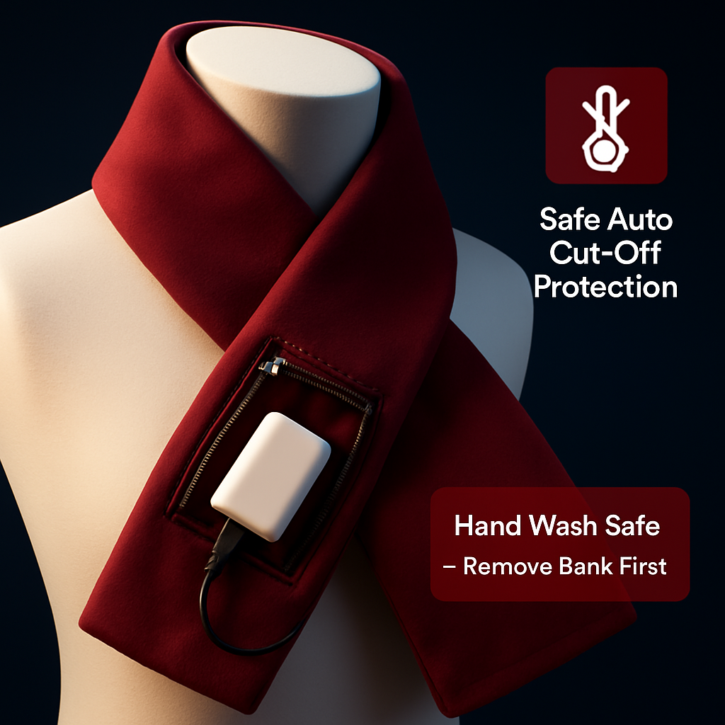 Electric Heated Winter Scarf USB Heating Neck Wrap Unisex Heated Neck Shawl Soft Warm Scarves with 3 Heating Modes for Outdoor Cycling Skiing Skating