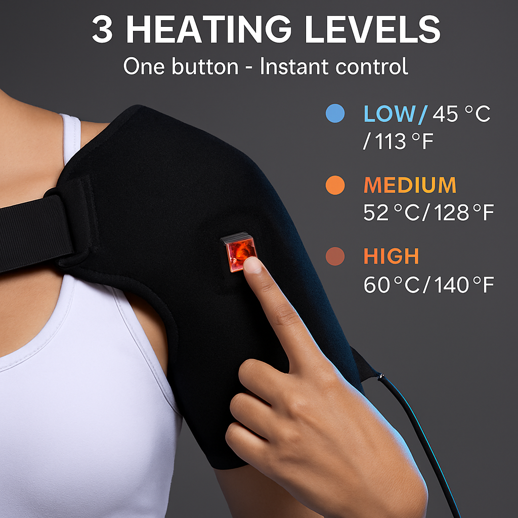 Heated Shoulder Brace with 3-Level Heating for Pain Relief