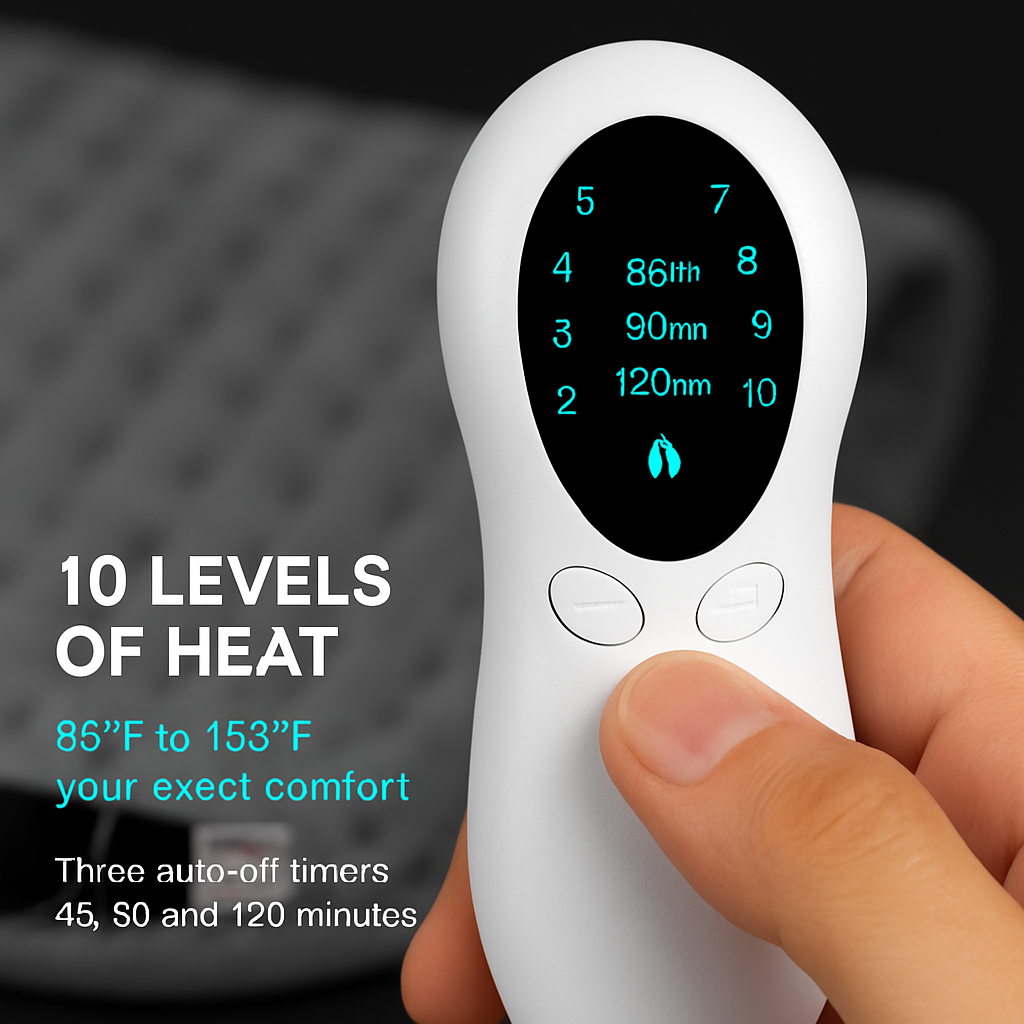 Electric Heating Pad with Adjustable Temperature & Timer
