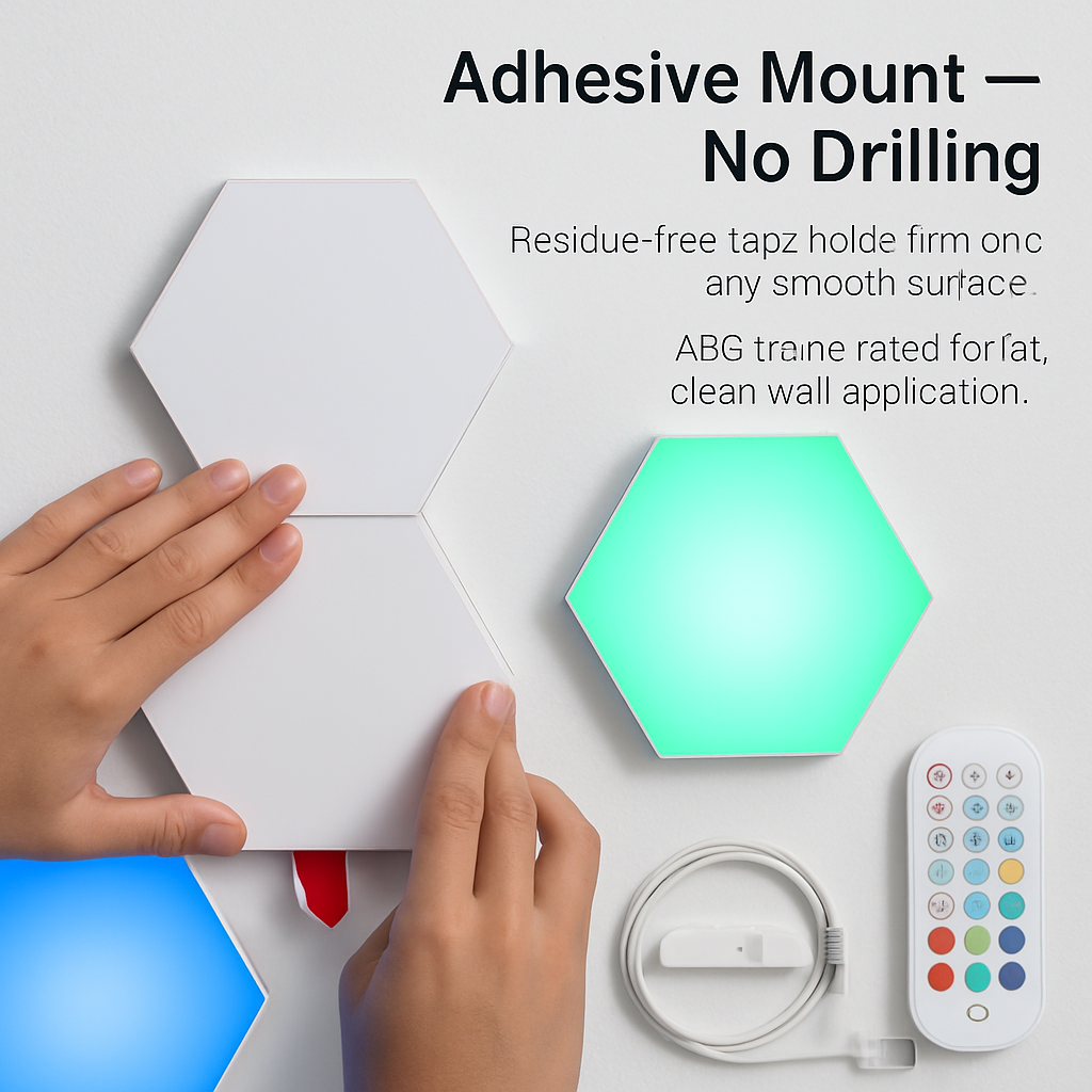 Hexagon Light Panels RGBW - 8-Piece Wall Lamps Kit