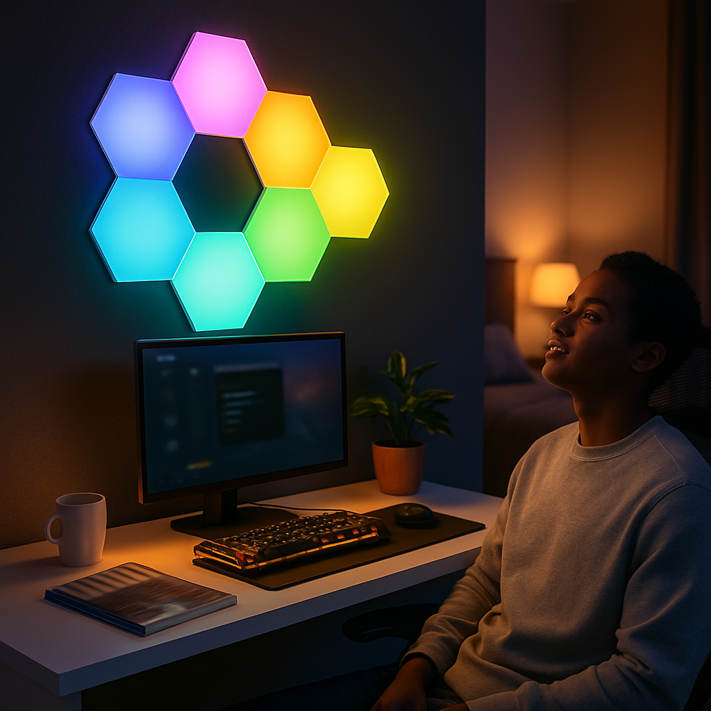 Hexagon Light Panels RGBW - 8-Piece Wall Lamps Kit