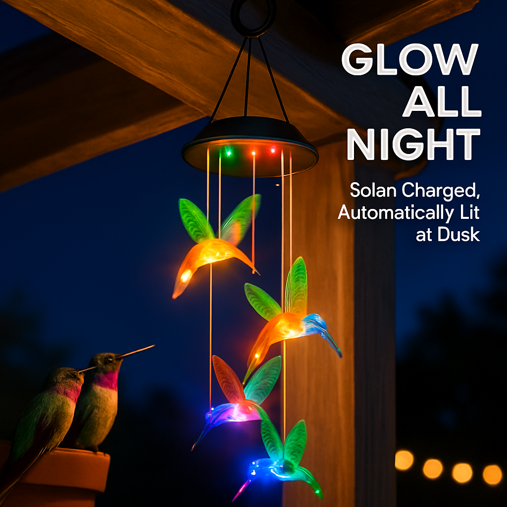 Solar Hummingbird Wind Chime Color Changing