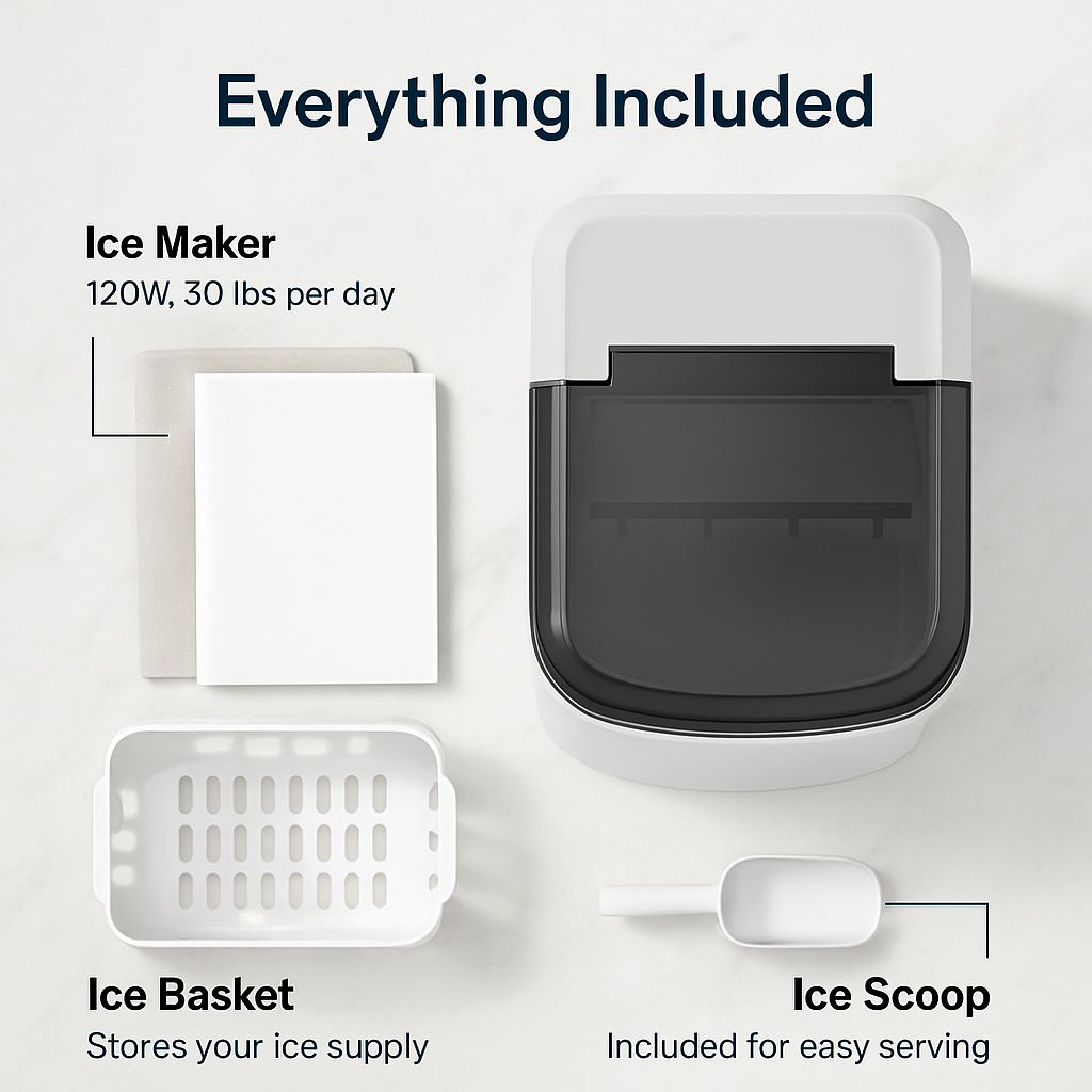 Countertop Ice Maker with Bullet Ice for Home & Office