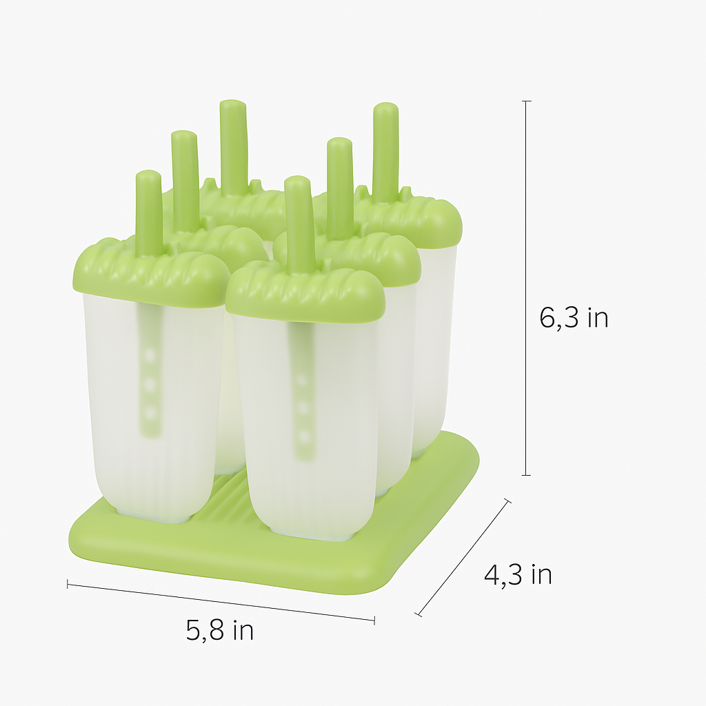 Popsicle Molds 6-Cavity Reusable Ice Pop Maker