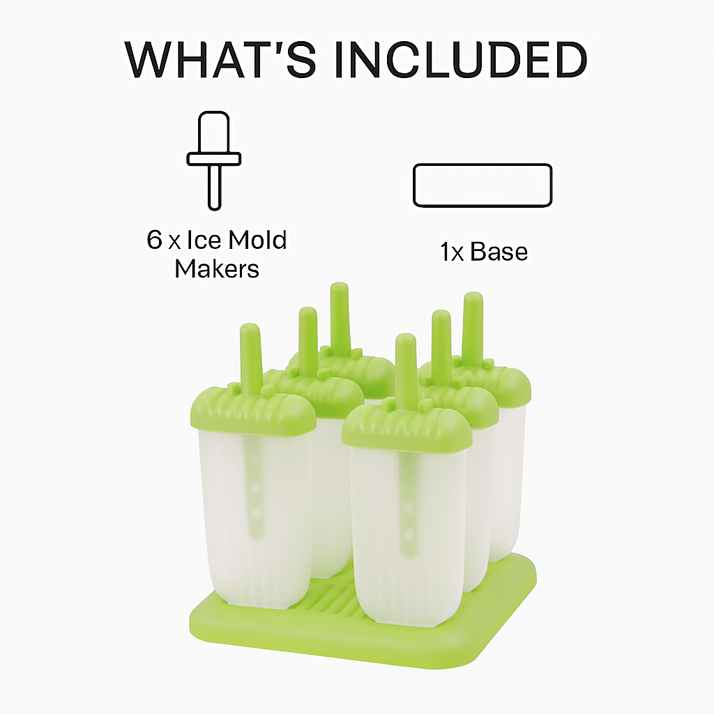 Popsicle Molds 6-Cavity Reusable Ice Pop Maker