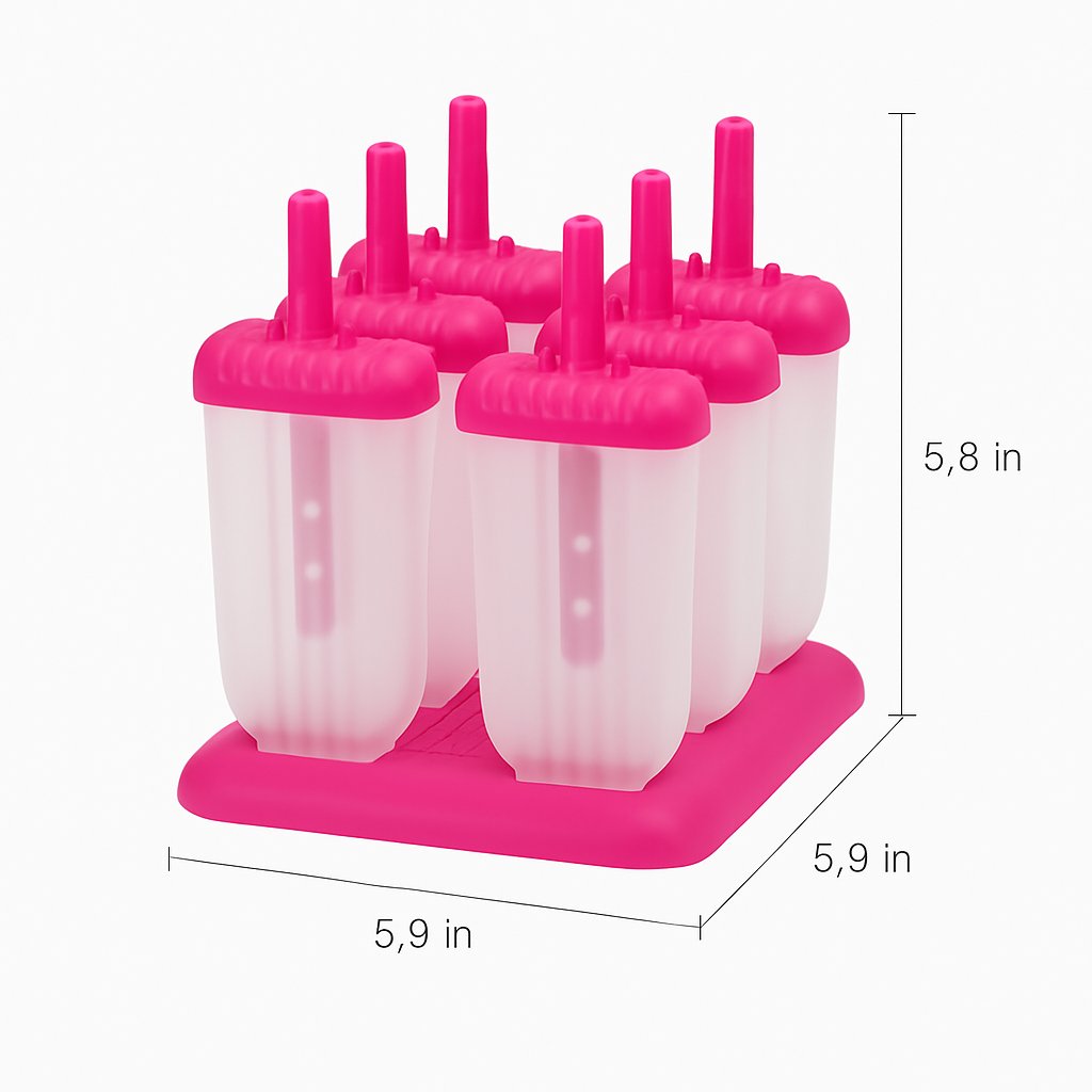 Popsicle Molds 6-Cavity Reusable Ice Pop Maker