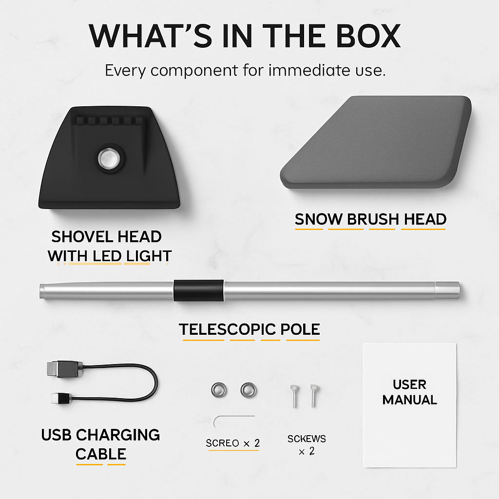 3-in-1 Car Snow Removal Shovel with Lights