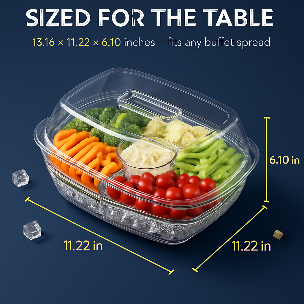 Fruit Ice Serving Tray with Four Compartments