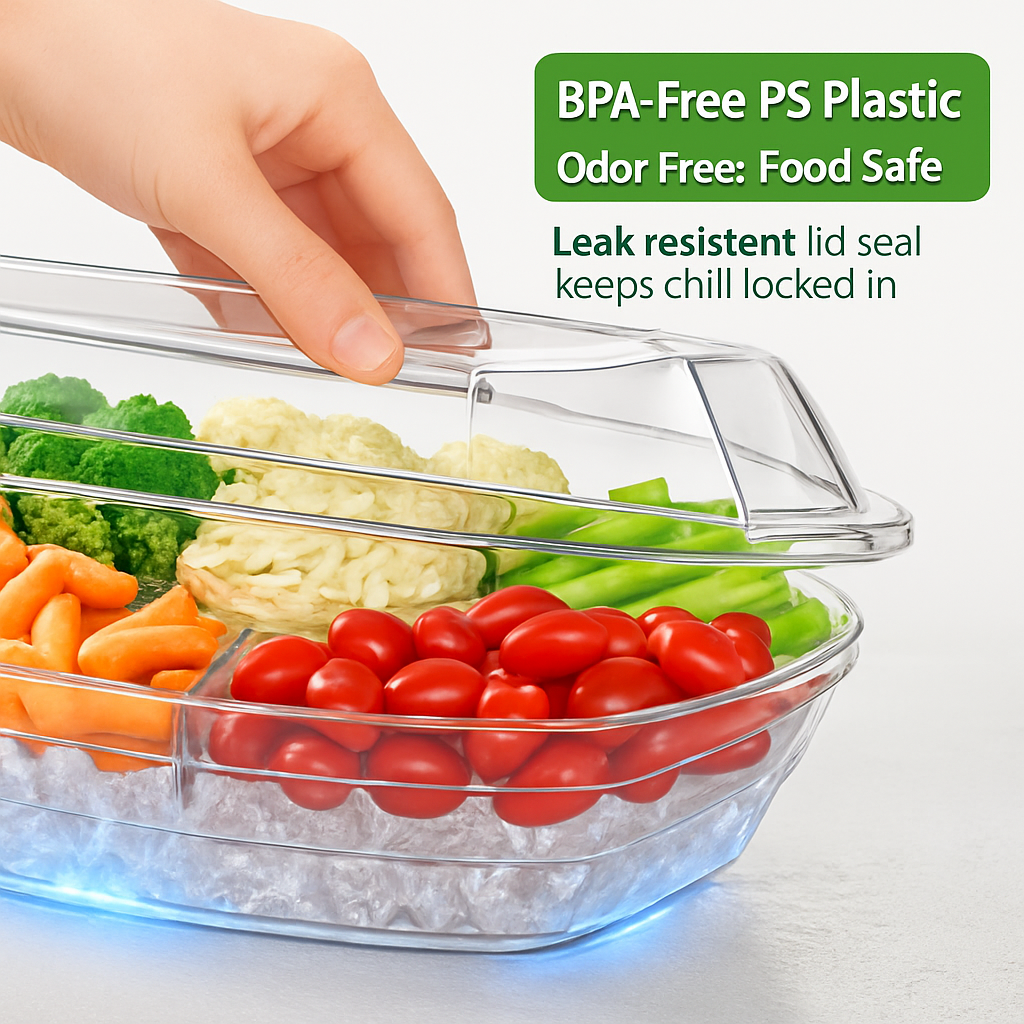 Fruit Ice Serving Tray with Four Compartments