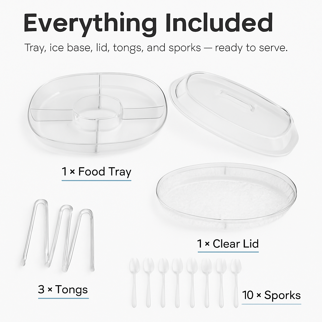 Fruit Ice Serving Tray with Four Compartments