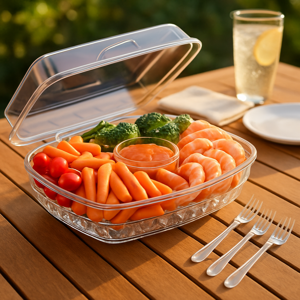 Fruit Ice Serving Tray with Four Compartments