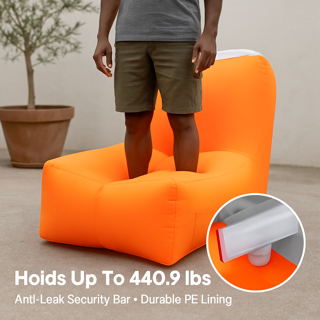 Inflatable Lounger Air Sofa Chair Couch w/ Portable Organizing Bag Waterproof Anti-Leaking for Backyard Lakeside Beach Traveling Camping Picnics