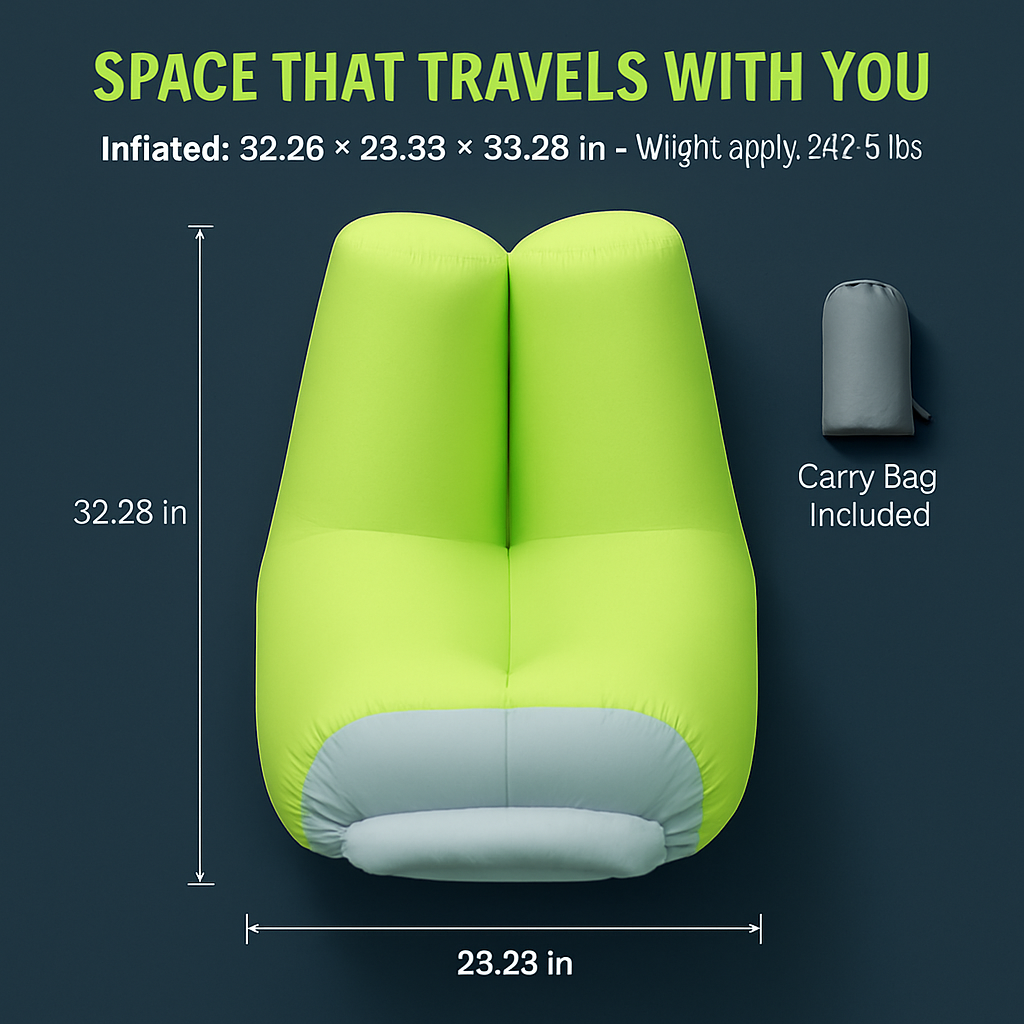 Inflatable Lounger Air Sofa Chair Couch w/ Portable Organizing Bag Waterproof Anti-Leaking for Backyard Lakeside Beach Traveling Camping Picnics