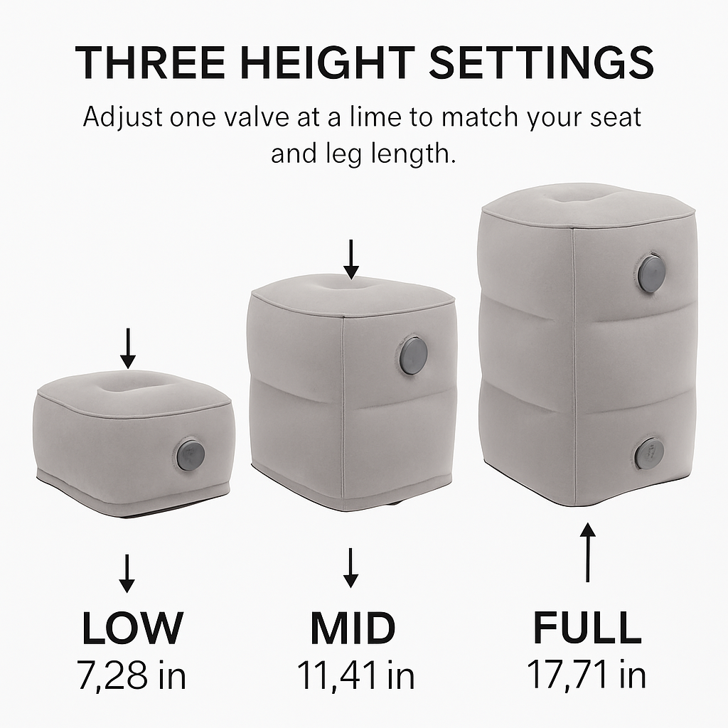 Inflatable Foot Rest with Air Bag – Adjustable Travel