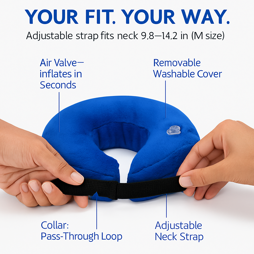 Inflatable Pet Collar for Wounds, Adjustable Comfort