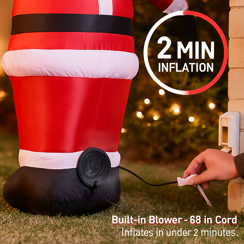 Inflatable Giant Santa Claus with LED Lights 6.4ft