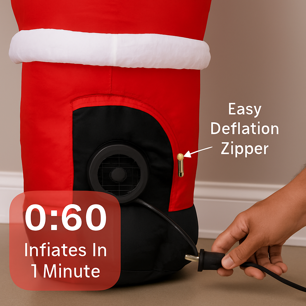 8FT Climbing Inflatable Santa Claus with Light Hanging Blow Up Christmas Inflatable Indoor Outdoor Christmas Decorations 3 Santa Claus 3 Merry Christm