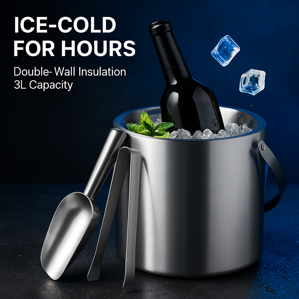 Double-Wall Stainless Steel Ice Bucket for Parties