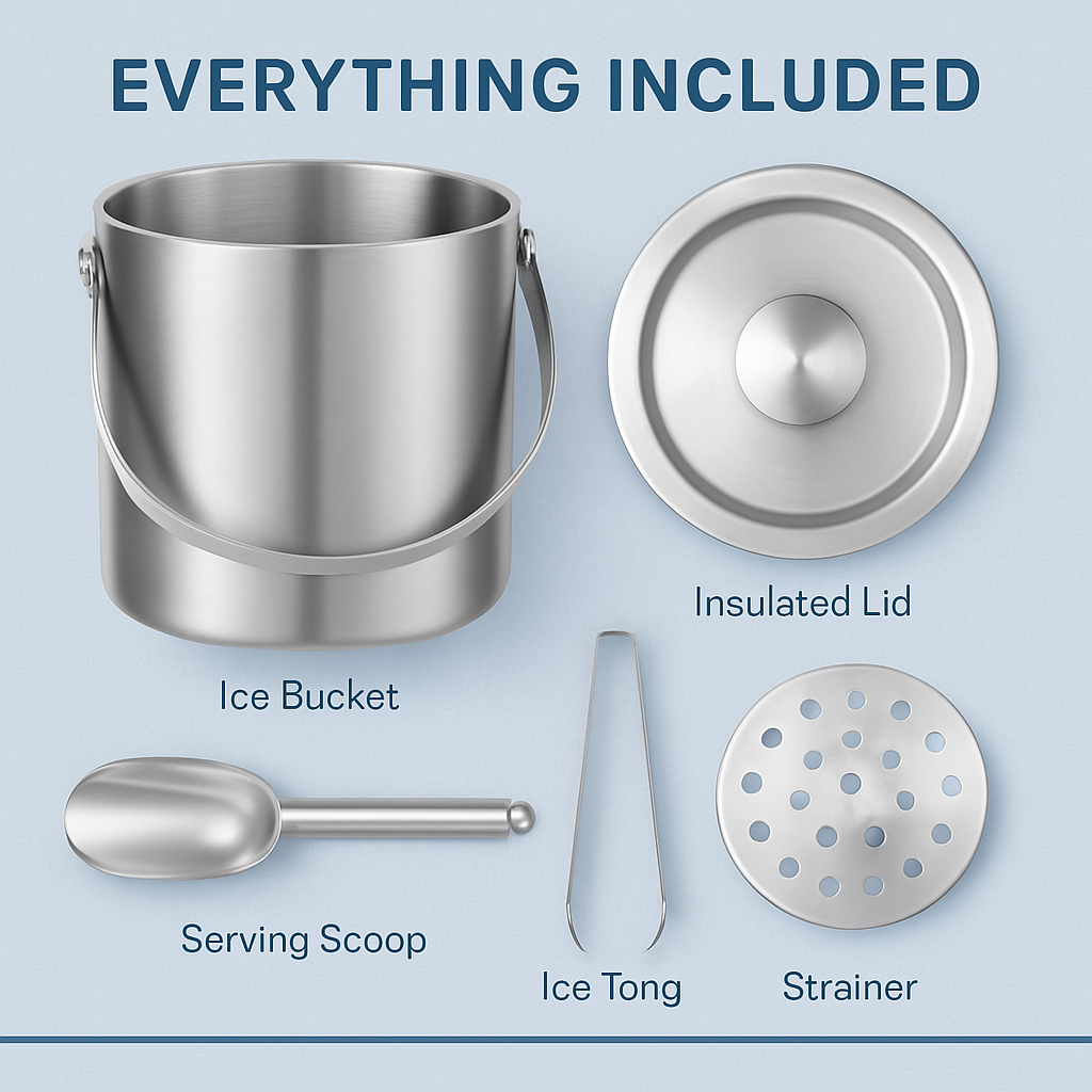 Double-Wall Stainless Steel Ice Bucket for Parties
