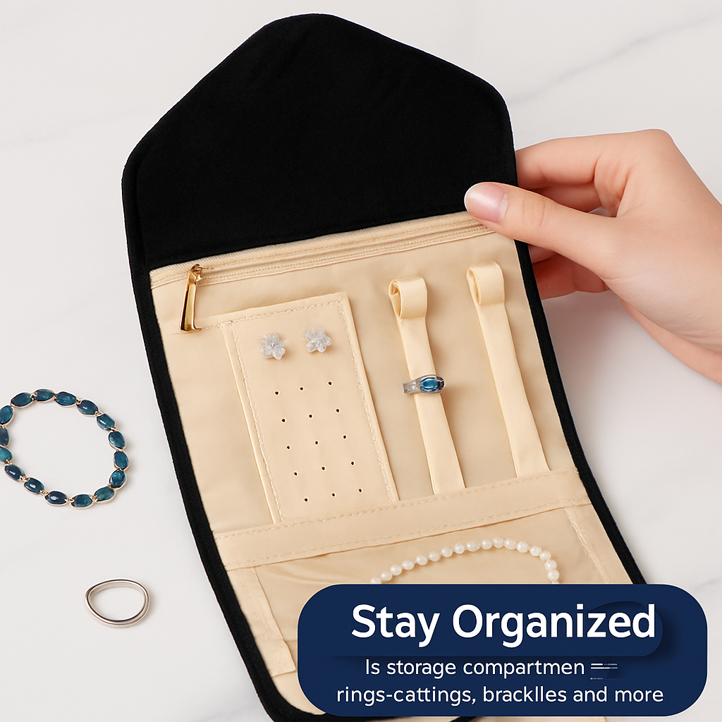Travel Jewelry Organizer Case for Safe Foldable Storage