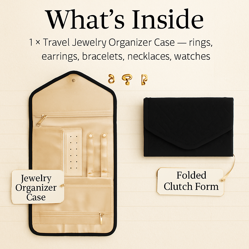 Travel Jewelry Organizer Case for Safe Foldable Storage