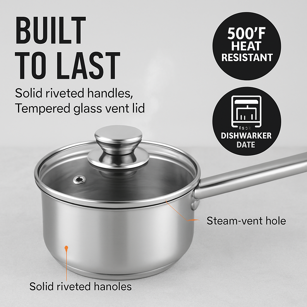 Stainless Steel Cookware Set for Induction Stovetops
