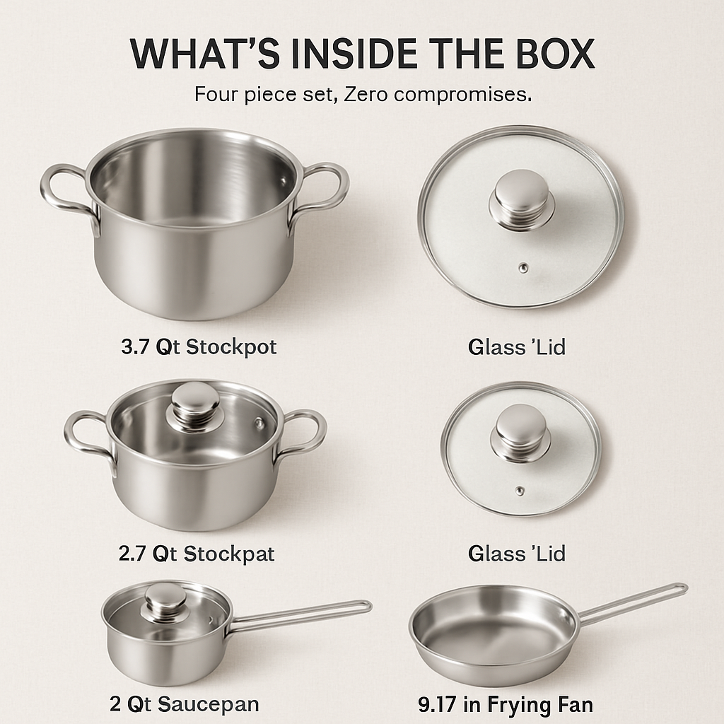 Stainless Steel Cookware Set for Induction Stovetops