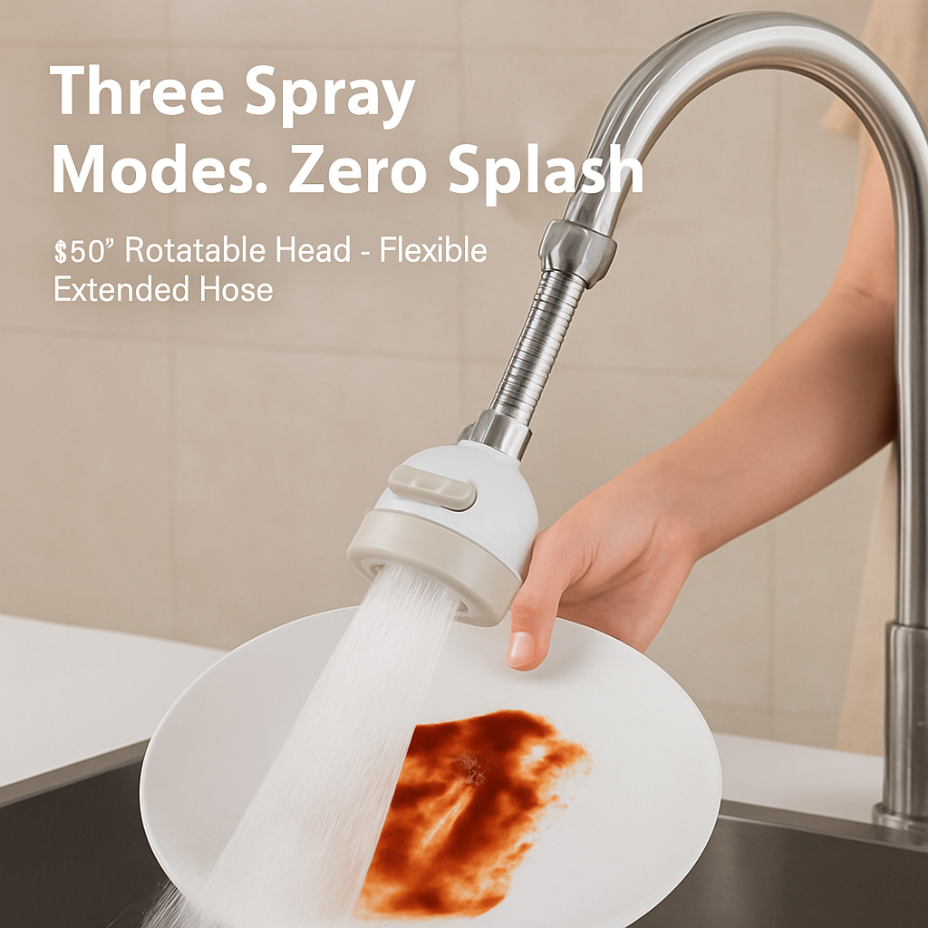 Movable Kitchen Tap Head with Rotatable Swivel and Hose
