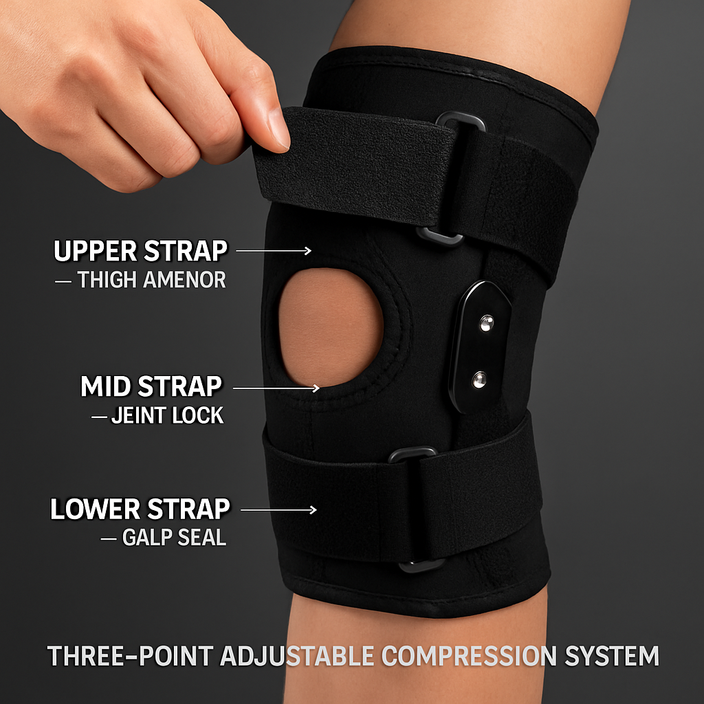 Knee Brace Open Patella with Adjustable Hinges for Sports