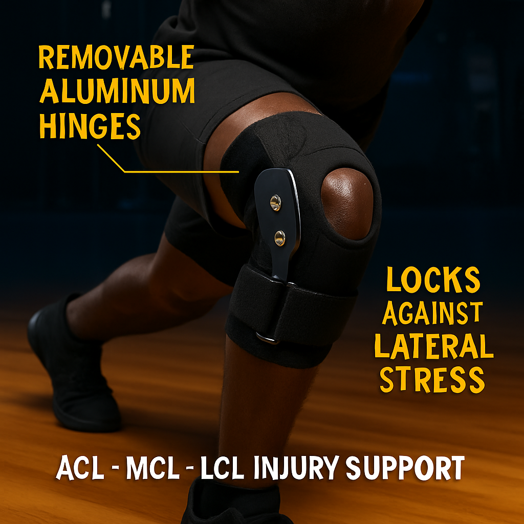 Knee Brace Open Patella with Adjustable Hinges for Sports