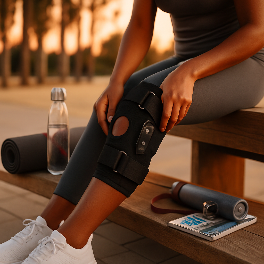 Knee Brace Open Patella with Adjustable Hinges for Sports