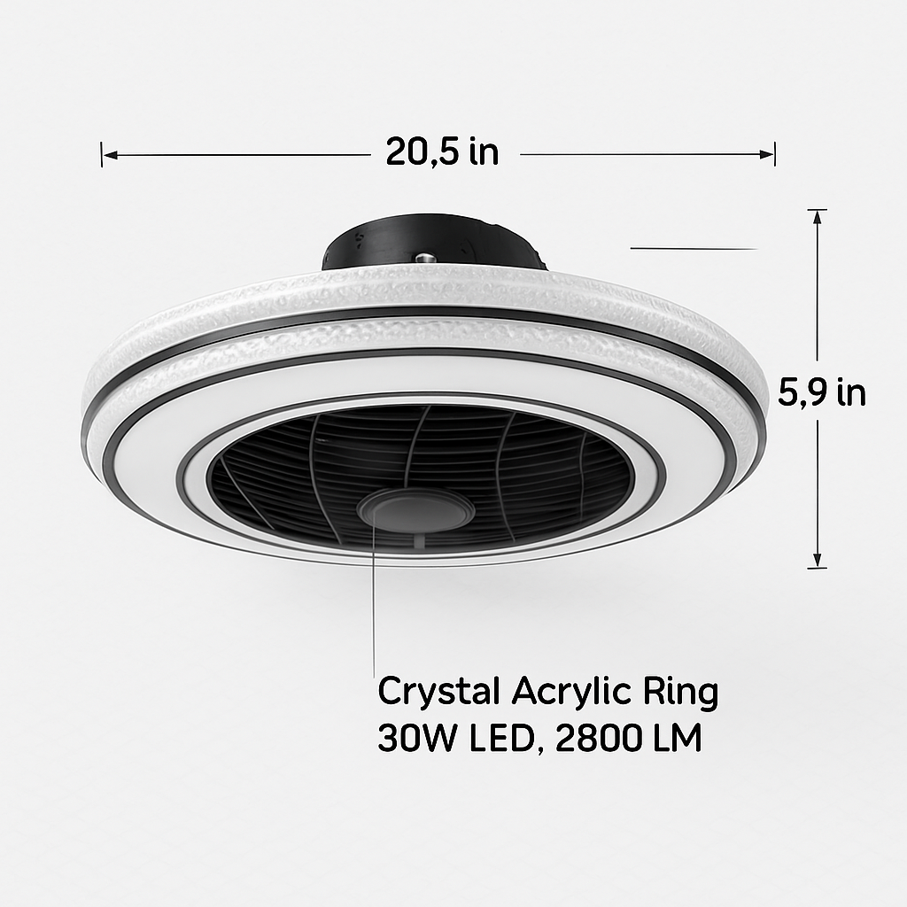 Ceiling Fan with Light Round Pendant Lamp