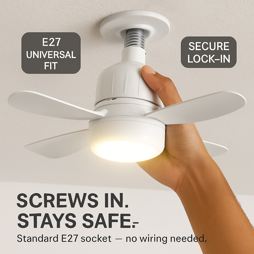 12W Socket Ceiling Fan with Lights and Remote